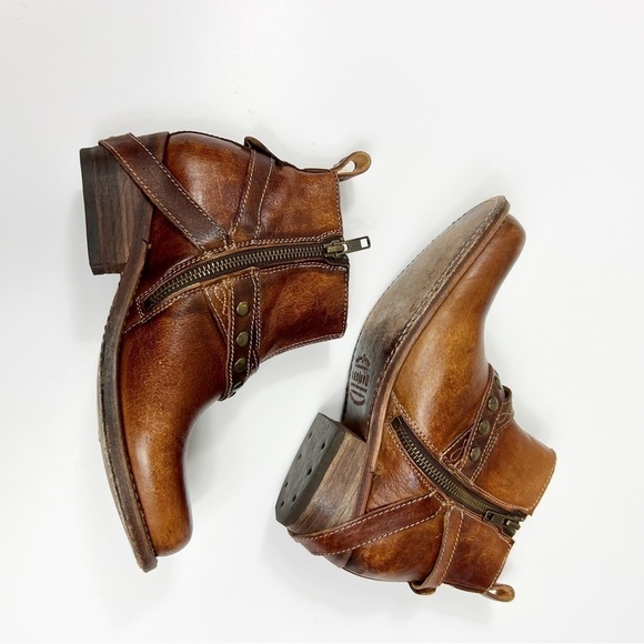 Bed Stu Germinate Boots Studded Ankle Booties Western Tan Boho Size 6 - Picture 5 of 7